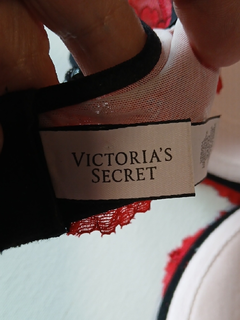 Victoria's Secret Pink, Red, & Black Sexy Dream Angels Lined Demi Faux Lace Bra - Picture 12 of 16
